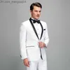 Survêtements pour hommes Veste blanche personnalisée costume pour hommes 2 vestes + pantalons Terno Masculino tenue de fête de mariage marié décontracté Z230707