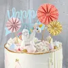 Feestartikelen Mini Paper Fan Cake Topper Cupcake Toppers Kids Verjaardag Baby Shower Decoratie Vlaggen Bruiloft Gunst