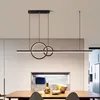 Pendant Lamps LED Chandeliers For Home Kitchen Modern Minimalist Long Table Dining Room Bar Office Hanging Lamp Black Smart Indoor Lighting