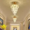 Chandeliers Modern Ceiling Chandelier Corridor Aisle Indoor Lighting Luxury Gold Crystal Decorative Led Lamps Lustre Cristal