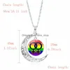 Colares com pingente novo arco-íris lgbt orgulho gay colar de lua para mulheres homens amor vidro cabochão cadeias moda joias presente gota entrega dhizp