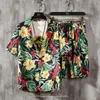 Träningsoveraller för män i två delar Aloha skjorta strandshorts för män casual street wear 2023 sommarblomma lös kortärmad semesterkostym 230705
