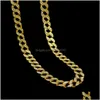 Cadenas Nuevo Miami Cuban Link Chapado en oro Iced Out White Diamond Collares largos para hombres Joyería de hip hop Venta Drop Delivery Colgantes Dhvgi