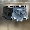 Dżinsy damskie Prepomp 2023 Kolekcja letnia Red talia Red -Otwory Slim Bodycon Denim Shorts Kobiety Krótkie 284