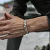 Brazalete Vintage Doble Pulsera Trenzada Color Plata Brazalete Trenzado Casual Abierto Hombres Bambú C6F5