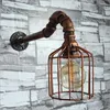 Lampada da parete Gabbia per uccelli Retro Ferro Metallo Tubo dell'acqua Fatto a mano Vento industriale Lampada decorativa per applique