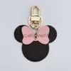 Key Rings Letter Print Mouse Designer with Diamond Bow Keychain PU Leather Animal Car Keyrings Key Chain Holder Fashion Key Ring No Box J230706