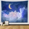 Tapeçarias Starry Moon Tapeçaria Pendurada Azul Noite Estrelada Galáxia Universo Tapeçaria de Parede para Quarto de Parede Personalizável R230710