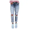 Jeans da donna Streetwear Pantaloni lunghi Denim Vita alta Strappato Vita media Distressed Stretch Skinny Abiti vintage anni '90