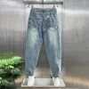 Jeans pour hommes été Denim mince 2023 haut de gamme coupe ample tendance en détresse décontracté Harlan pantalon