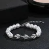 Charm Bracelets White Gold Colour Flower Zirconia Bracelet Fashion Jewellery Accessories Europe And The United States Luxury Christmas Gifts