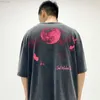 Men's T-shirts Saint Michael Pink Planet Direct Spray American Street Vintage Washed Old Short Sleeve T-shirt for Men Bp4y shirt