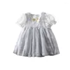 Mädchen Kleider Kinder Baumwolle Gebrochen Spitze Kleid Hubble-blase Ärmel Sommer Prinzessin Baby Kurzen ärmeln Süße Vestidos