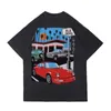 Lente Zomer Amerikaanse Unisex Drive Thru Car shirt noodlijdende Vintage Tee Skateboard Mannen Vrouwen High Street Tshirt