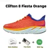 2023 new desiginer Hoka Clifton Bondi 8 Running Shoes Carbon x2 for man & women SummerTriple White Seaweed Woman Men Mesh Trainers Sports Sneakers drop shipping