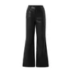 Women's Pants Capris Women Leather Pants High Waist Straight Slimming Side Pockets Solid Color Casual Party Fall Trousers Spring Autumn J230705