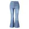 Dames Jeans Romper Voor Dames Broek Denim Broek Boot Cut Zak Elastisch Casual Herfst Knop Slanke Vintage Y2k Streetwear