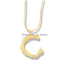 Collane con ciondolo Nuova collana con lettera iniziale personalizzata Donna 26 Catena con serpente in oro con alfabeto per regalo di gioielli di moda da donna Drop Dh0Wu