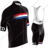 Zestawy koszulek rowerowych czarny zestaw narodowy holandii Ducth odzież rowerowa szosowe koszule garnitur spodenki na szelkach MTB Ropa Maillot 230706