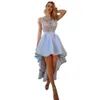 Vestidos de baile muito altos e baixos com apliques de renda floral 3D uma linha curta frente longa costas vestido de baile feminino noite ocasião especial vestidos vestidos de coquetel