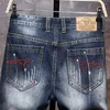 Men's Shorts 2023 Graffiti Ripped Short Jeans Summer Fashion Casual Slim Big Hole Retro Style Denim Male Brand Clothes