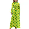 Robes décontractées Shamrock Clover Robe Léopard St Paddy's Day Street Fashion Boho Beach Manches Longues Col Haut Élégant Long Maxi