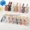 Key Rings Hot Selling Light Luxury Gold Plating Full Diamond Cartoon Bear Key Ring Bling Rhinestone Crystal Zircon Bear Keychains J230706