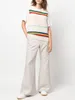 Women s Vests Rainbow Striped Sleeveless Knit Vest Embroidered Ladies O Neck Slim All Match Sweater 230705