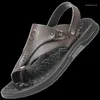 Sandaler Flip-flops Gummi med platt botten kausal Sandalis Mikrofiber Andas Formgjutet spänne Herrskor Cordones Zapatillas För sommar