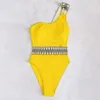 Dambadkläder Sexiga Push Up One Piece Baddräkt 2023 Svartsöm med hög midja Bikinibaddräkter Strandkläder Brasiliansk Monokini Simning