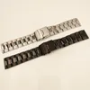 Bracelets de montre Bracelet en acier inoxydable Hommes Bracelet en métal solide Bracelet 20mm 22mm 24mm Argent Noir