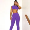 Femmes deux pièces pantalons 2023 Vestidos vêtements couleur unie fil creux à lacets serré Yoga sport costume décontracté