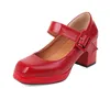 Jurk Schoenen Mode Punk Hoge Hakken Pumps Vrouw Platform Rood Wit Vrouwen Riem Mary Jane Party Office Grote Maat