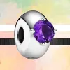 Pour pandora charme 925 perles en argent breloques nouveau violet Zircon moulinet papillon coeur chien brillant ensemble de charme
