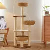 Condo d'arbre à chat à plusieurs niveaux pour petits chats de taille moyenne, tour de chat en sisal avec planche à gratter