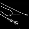 Chains Dhs 1Mm 925 Sterling Sier Smooth Snake Choker Necklace For Womens Fashion Jewelry In Bk 16 18 20 22 24 Inch Drop Delivery Nec Dh4Kr