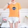 Kadın Tişörtleri Güzel Kore Tatlı Stil Kısa Kollu T-Shirt Gezegen Deseni Gevşek Basit Trail Top büyük boyutlu çok renkli gömlek yaz