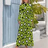 Robes décontractées Shamrock Clover Robe Léopard St Paddy's Day Street Fashion Boho Beach Manches Longues Col Haut Élégant Long Maxi