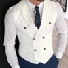 Coletes masculinos branco slim fit colete masculino com peito duplo personalizado terno masculino colete com lapela casamento gromsmen cintura casaco 230705