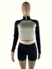 Agasalhos femininos 2023 moda feminina casual pendulares gola alta emenda cor sólida zíper esportes manga longa shorts conjunto de duas peças