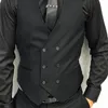 Coletes masculinos preto formal sem mangas colete masculino com colete duplo trespassado smoking personalizado cintura moda casaco 230705
