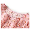 2023 Sommer rosa Seidenkleid mit Animal-Print, kurzärmelig, Rundhalsausschnitt, knielang, Freizeitkleider W3L047209