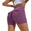 Yoga kläder kvinnor sport shorts pockets gymnelaggings hög midja yoga byxor sexiga tights träning benen andas naken känsla elastisk 230705