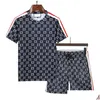 Männer Trainingsanzüge 2023 Designer Marke Herren Mit Kapuze Zweiteilige Sets Sport Outfits Brief Kurzarm Freizeit Sportswear Kleidung Reine Dhf6X