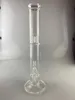 Bong Style fumer des narguilés Pipes à eau claires 16 pouces Joint de 18 mm ajouter un bol en corne, triple percs en ligne aux éclaboussures 4Inv, petites cornes à joint vers le bas