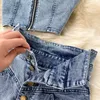 Tweedelige Jurk Amolapha Vrouwen Jeans VestSkirts Sets Bandjes Tops Knoppen Denim Rok Pakken voor Vrouw 230705