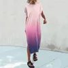 Casual Dresses Summer T Shirt Maxi Dress Batwing Sleeve Crewneck Loose Slit Side Long Beach Sexy Midi For Womens Vestidos