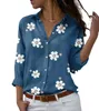 Autumn Women's Shirts Flower Print Long Sleeve Shirt female Casual Blouses