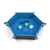 Desktop Box Foldable Storage Box Key Coin PU Leather Tray Hexagonal Velvet Polygon Folding Game Dice Tray Decorative Office Home Supplies Desktop Organizer