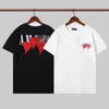 Mens Ami Heart Print Camisetas Moda Carta Impressão Masculino Solto Casal High Street Manga Curta Camiseta Streetwear